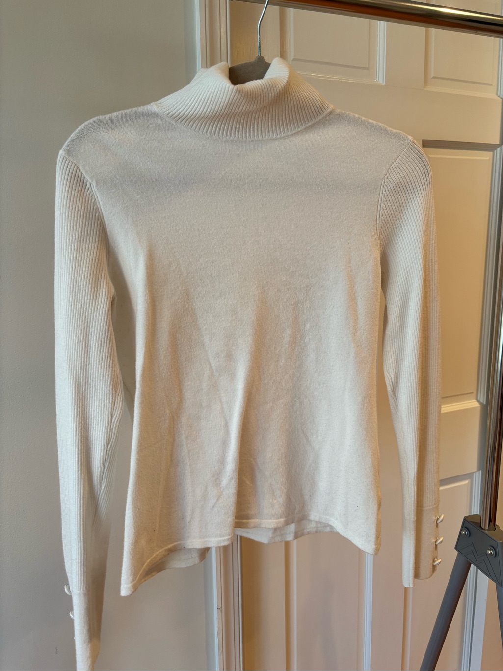 L’agence Cream Turtleneck Long Sleeve Sweater